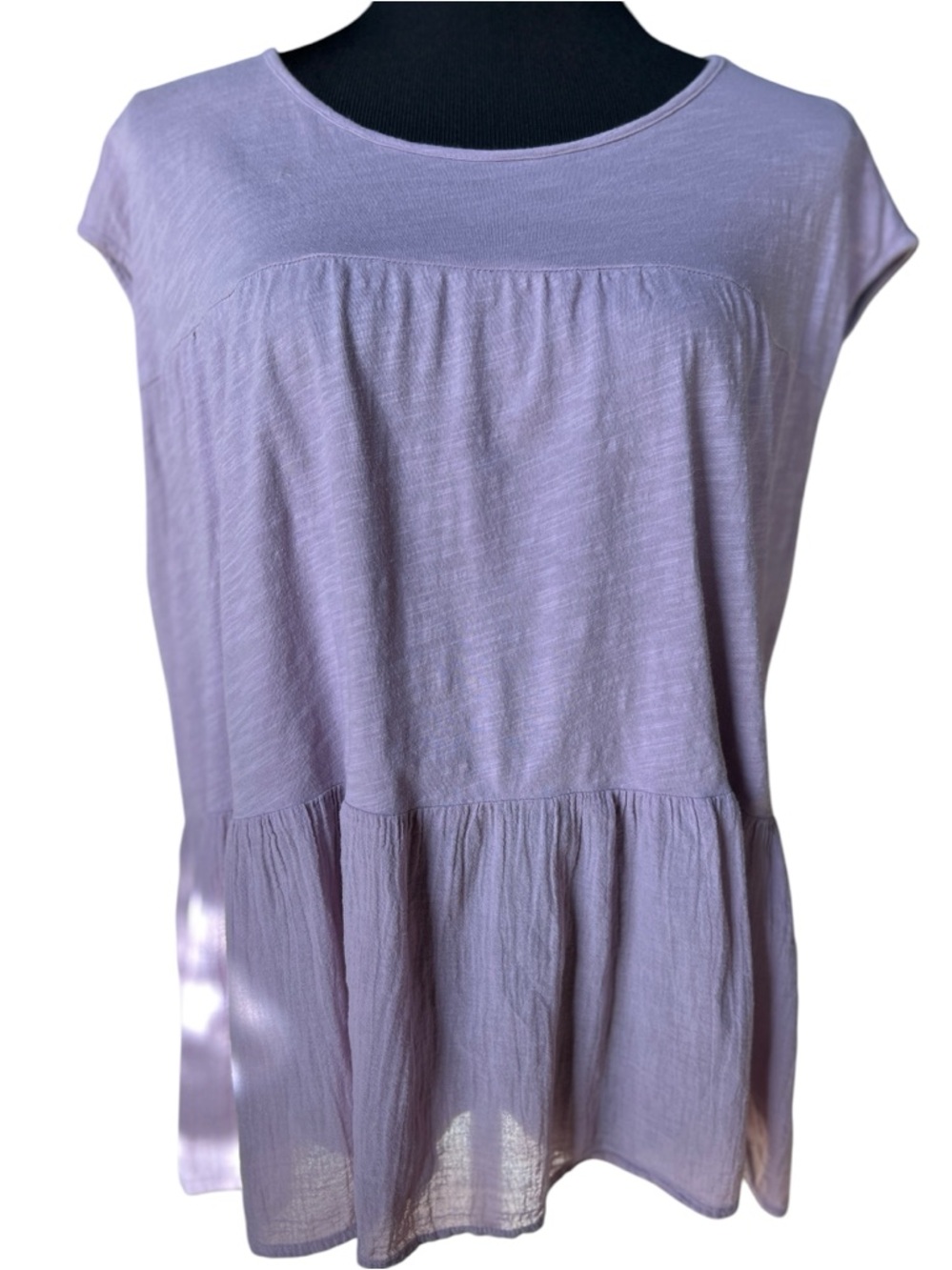 Anthropologie Velvet Graham Spencer Lavender Babydoll Top XL Flowy Cotton Blouse